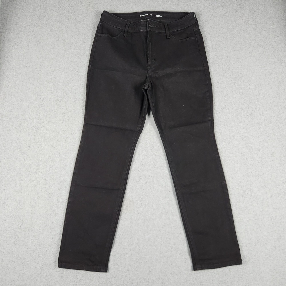 Old Navy Jeans Womens 10 Short Black Denim High Rise Wow Straight Leg Streetwear